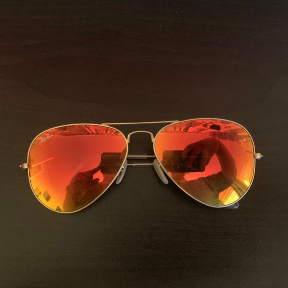 Red/Orange Mirrored Ray-Ban Aviators - Picture 1 of 4